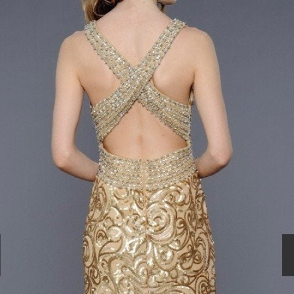 Gold Sequin Lara Gown - Picture 2 of 3